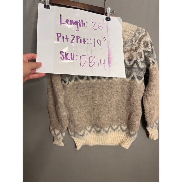 VTG Hilda Ltd. Small Icelandic 100% Wool Brown Fair Isle Nordic Sweater Pullover - Picture 8 of 8